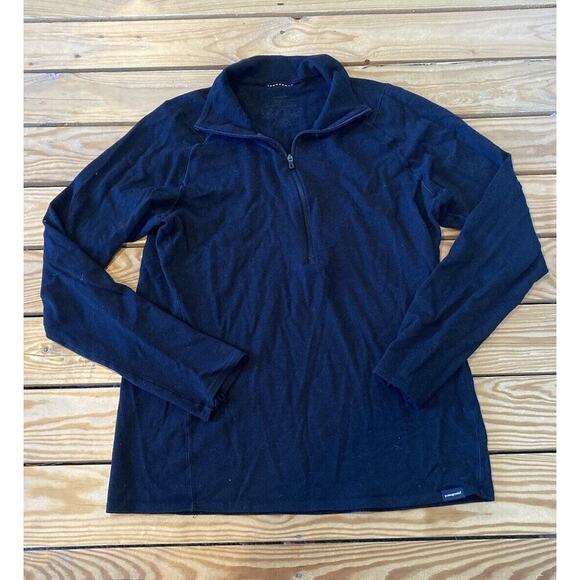 Patagonia 1/2 Zip Pullover Baselayer Jacket Size Medium Men’s Black - Picture 1 of 6